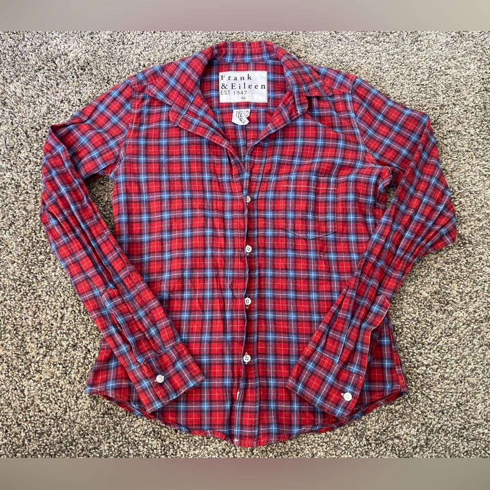 Women’s Frank & Eileen Barry Plaid Flannel Button Up Long Sleeve Shirt Size XS